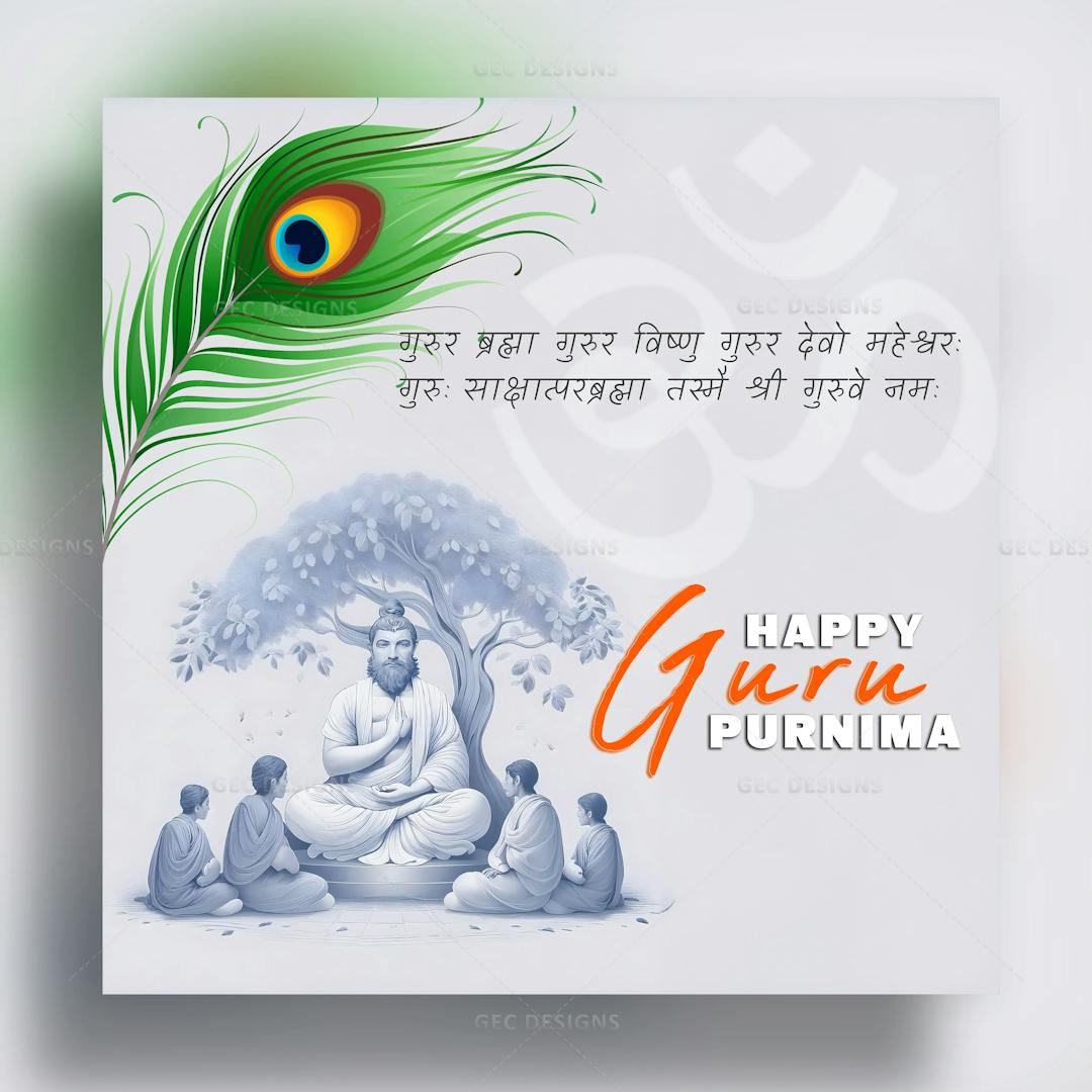 Happy Guru Purnima Indian festival celebration wallpaper, Guru teaching shishya background