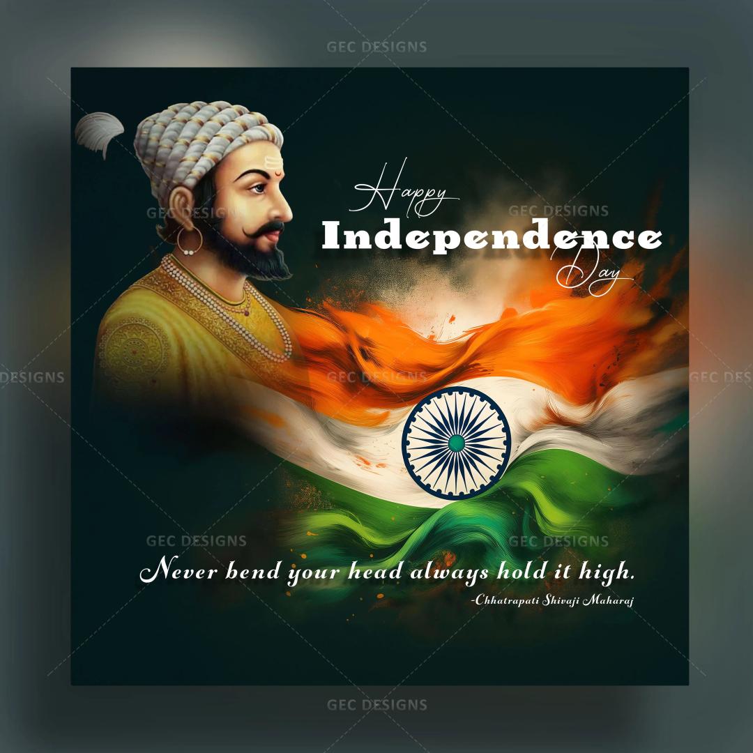 Happy Independence Day, Indian flag AI Generated wallpaper Chhatrapati Shivaji Maharaj background