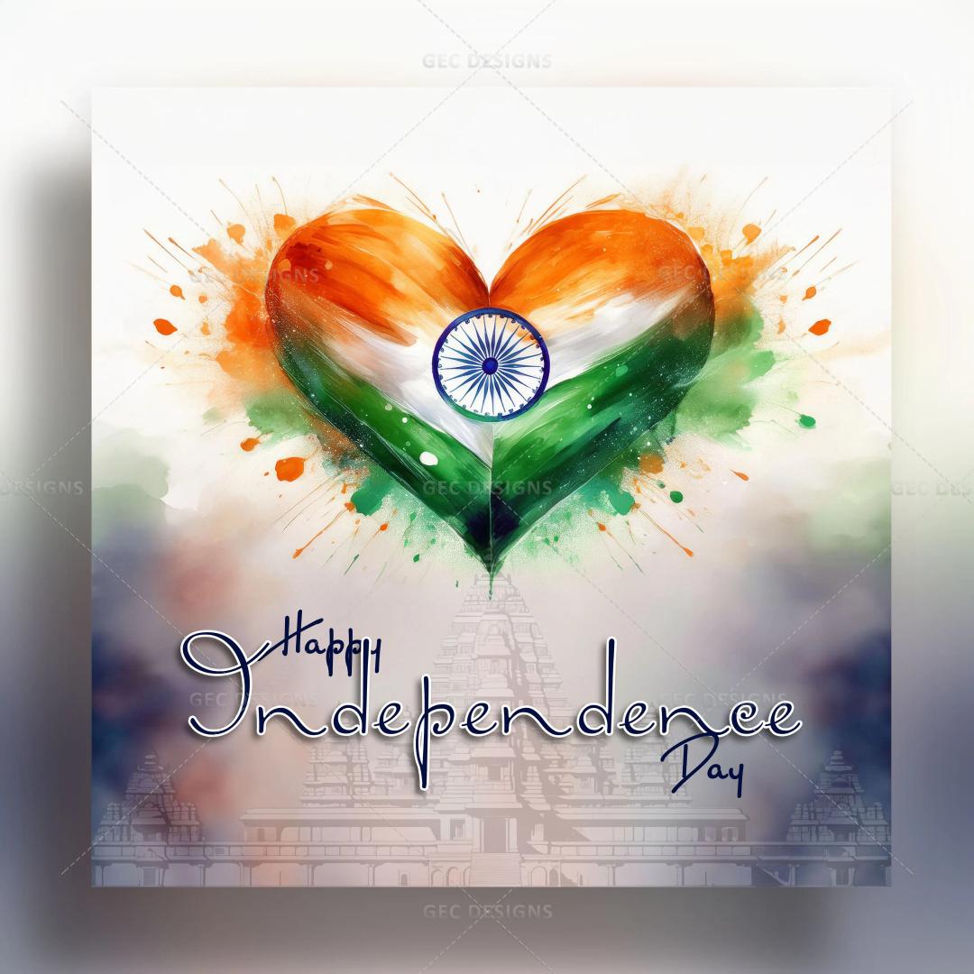 Happy Independence Day, Indian flag heart shape AI Generated wallpaper