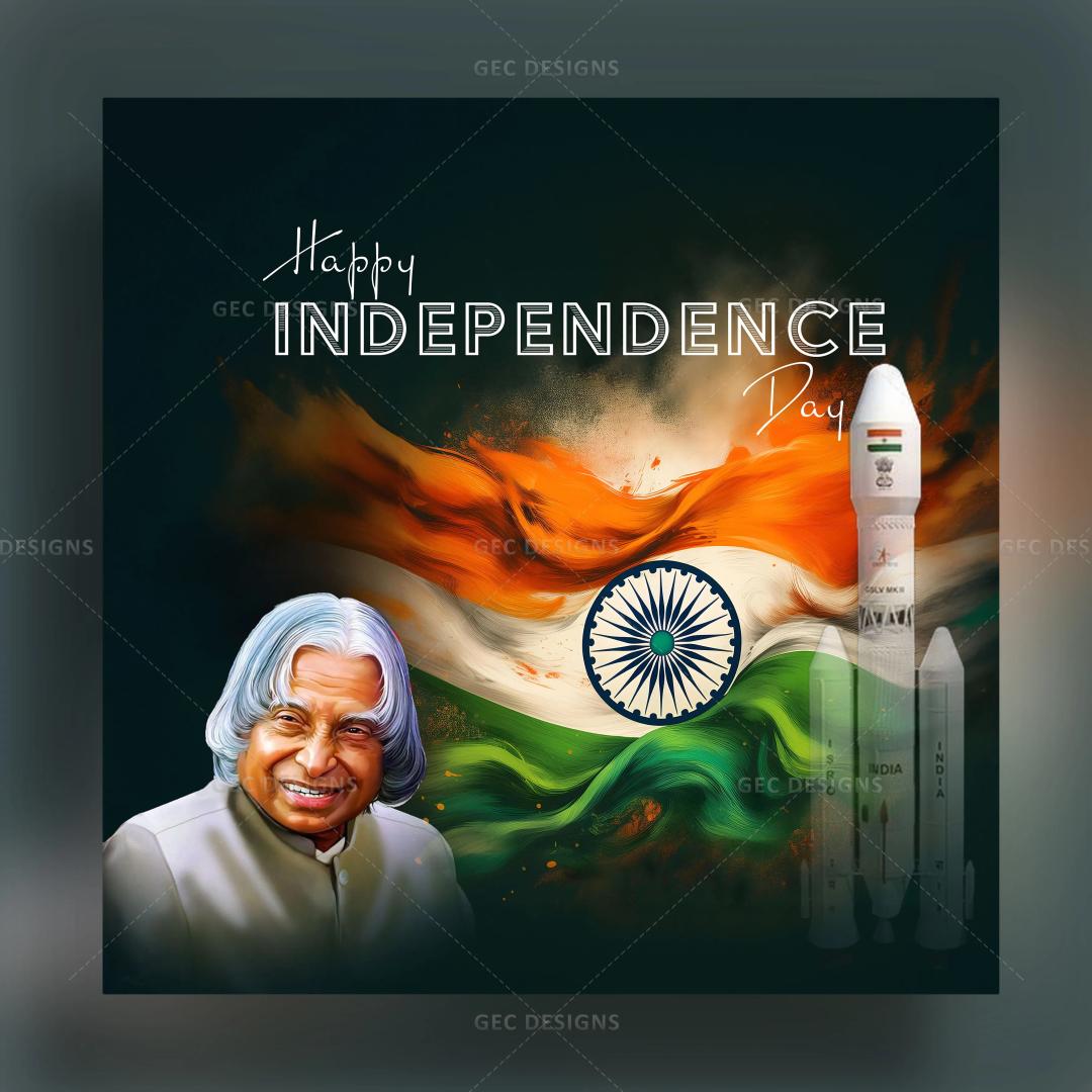 Happy Independence Day, Indian flag with APJ Abdul Kalam AI Generated wallpaper