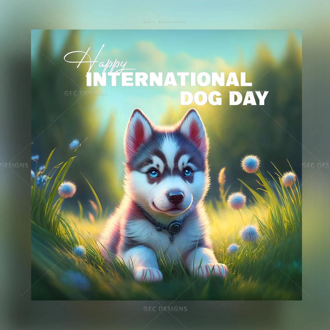 Happy International Dog Day image, cute white dog AI Generated