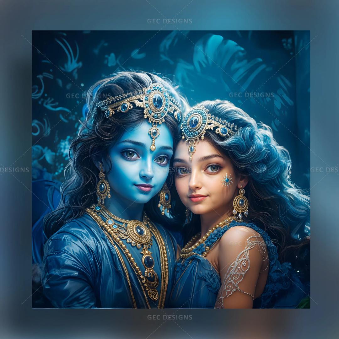 Happy Janmashtami AI Generated wallpaper, eternal love of Radha Krishna