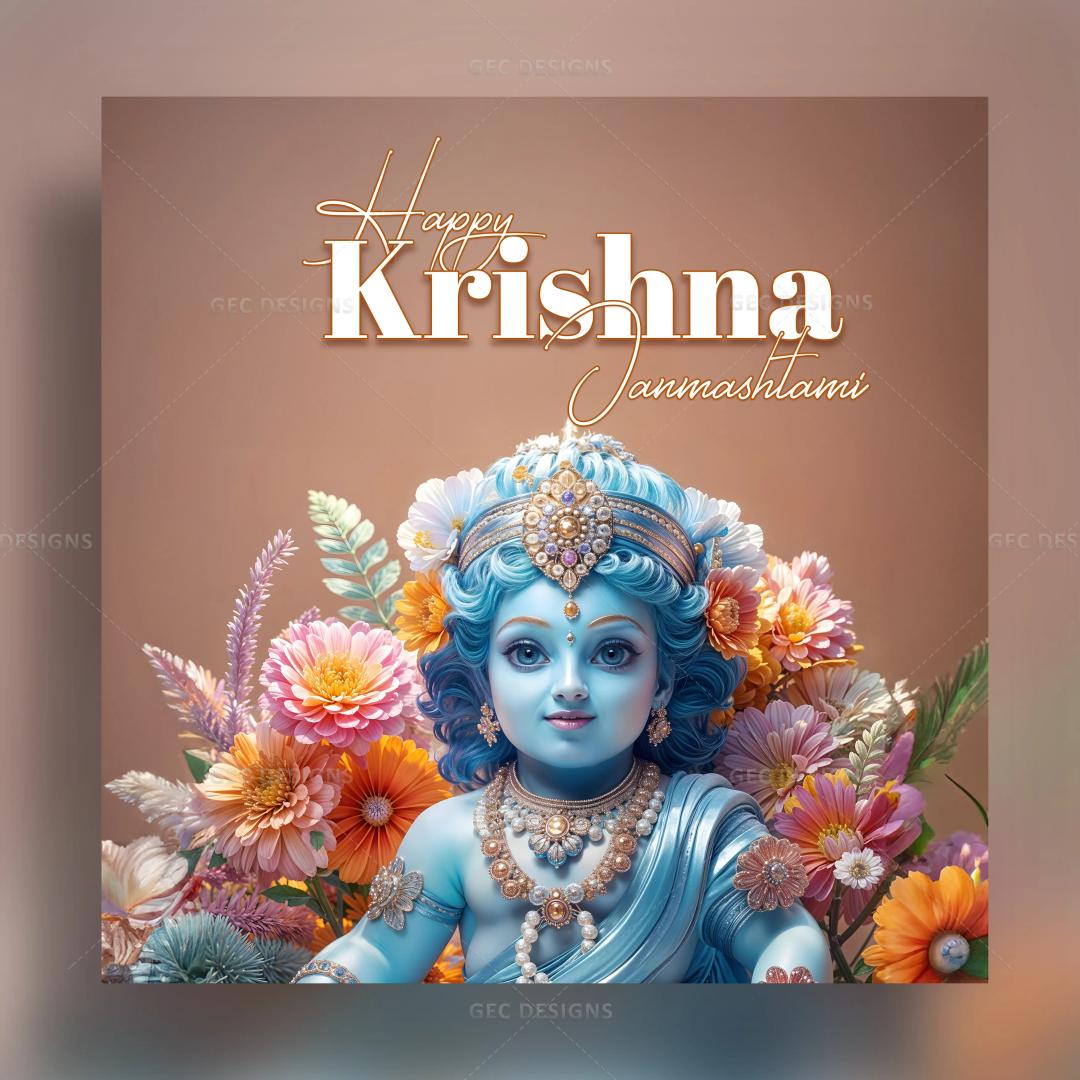 Happy Janmashtami image, cute lord Krishna wallpaper