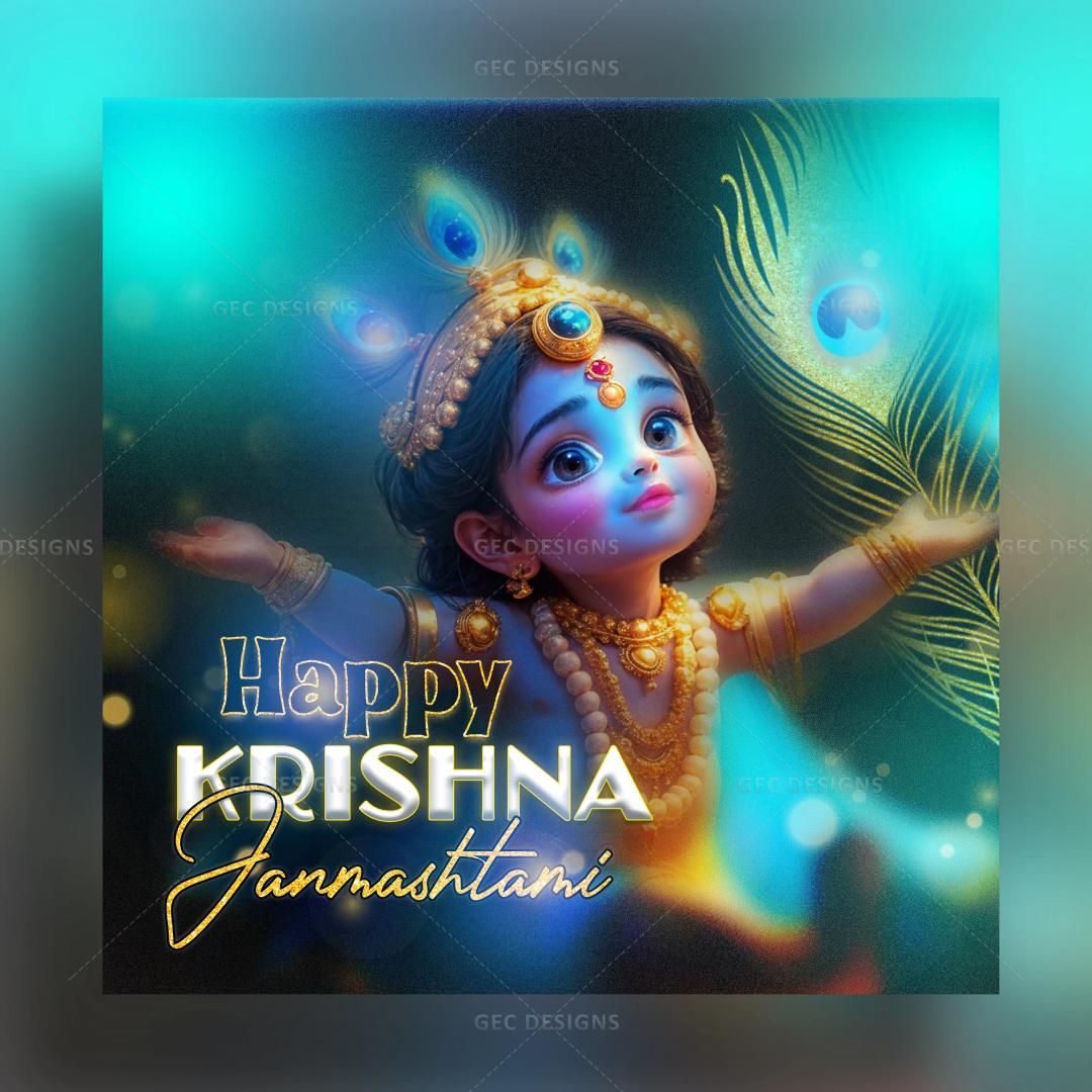 Happy Krishna Janmashtami wishes greetings to share family and friends on Gokulashtami