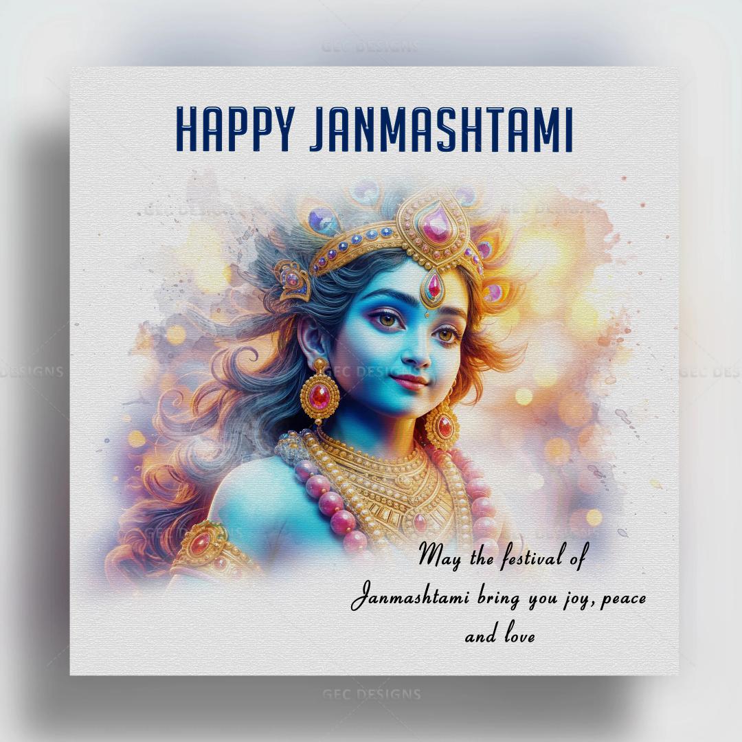 Happy Krishna Janmashtami wishes with quotes poster