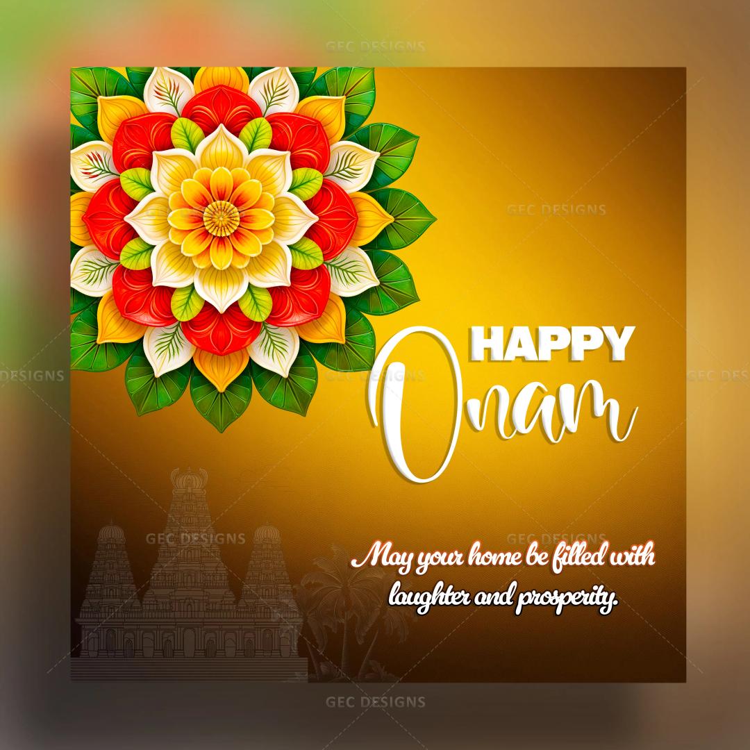 Happy Onam 2024, flower background with wishes and greetings image