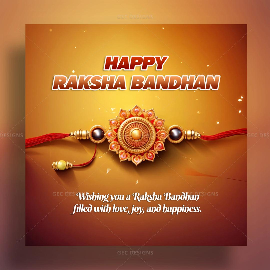 Happy Raksha Bandhan, glowing green theme, best wishes greeting poster