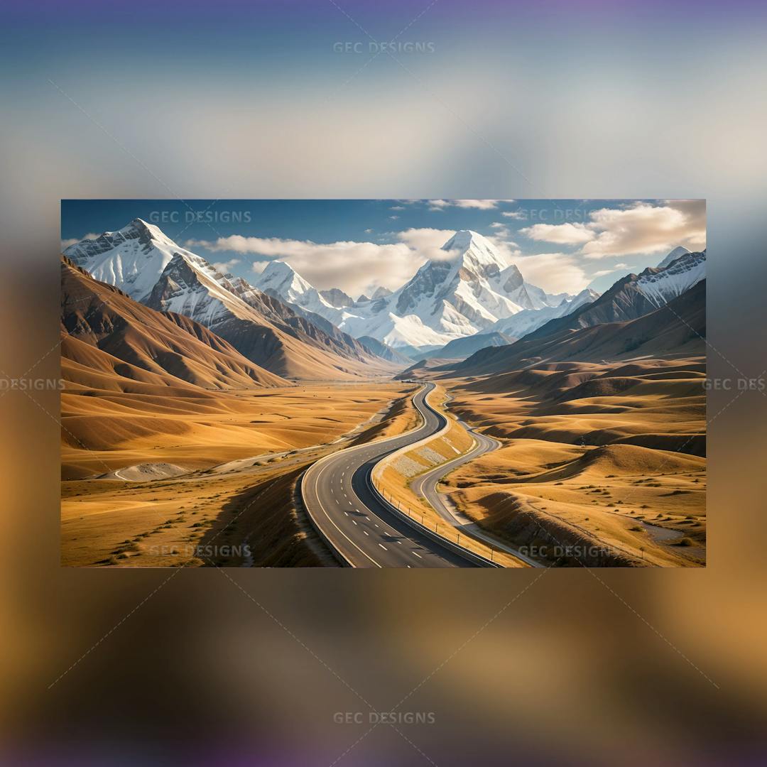 Highway wallpaper with mountain background