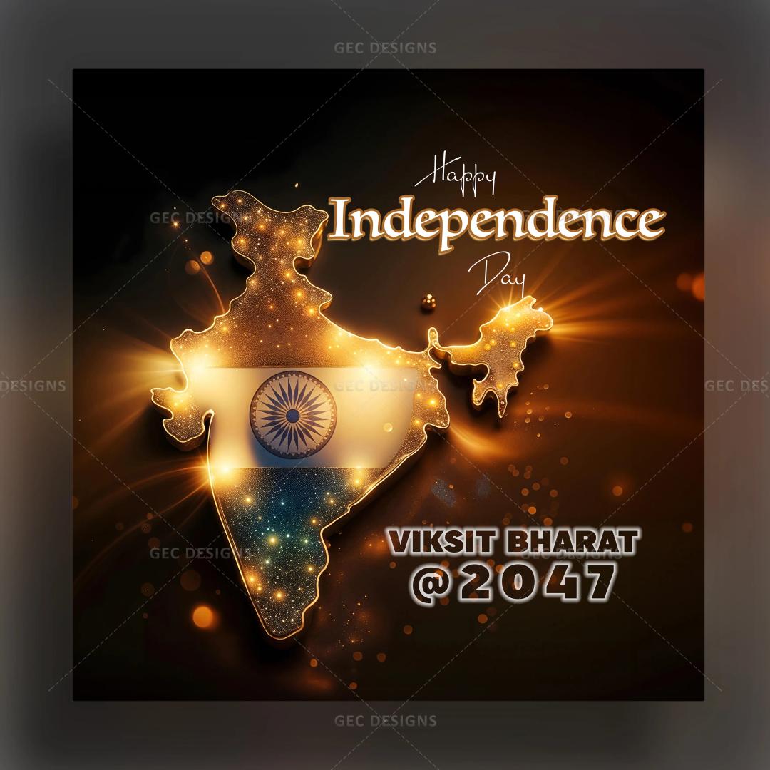 Independence Day 2024, glowing India with National flag AI Generated wallpaper