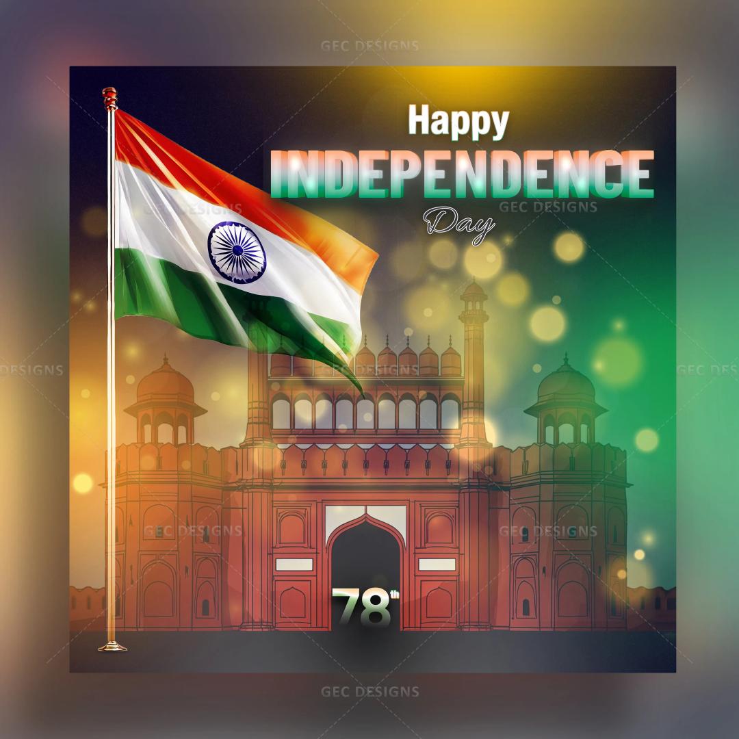 Independence Day 2024, Indian flag with red fort background AI Generated wallpaper