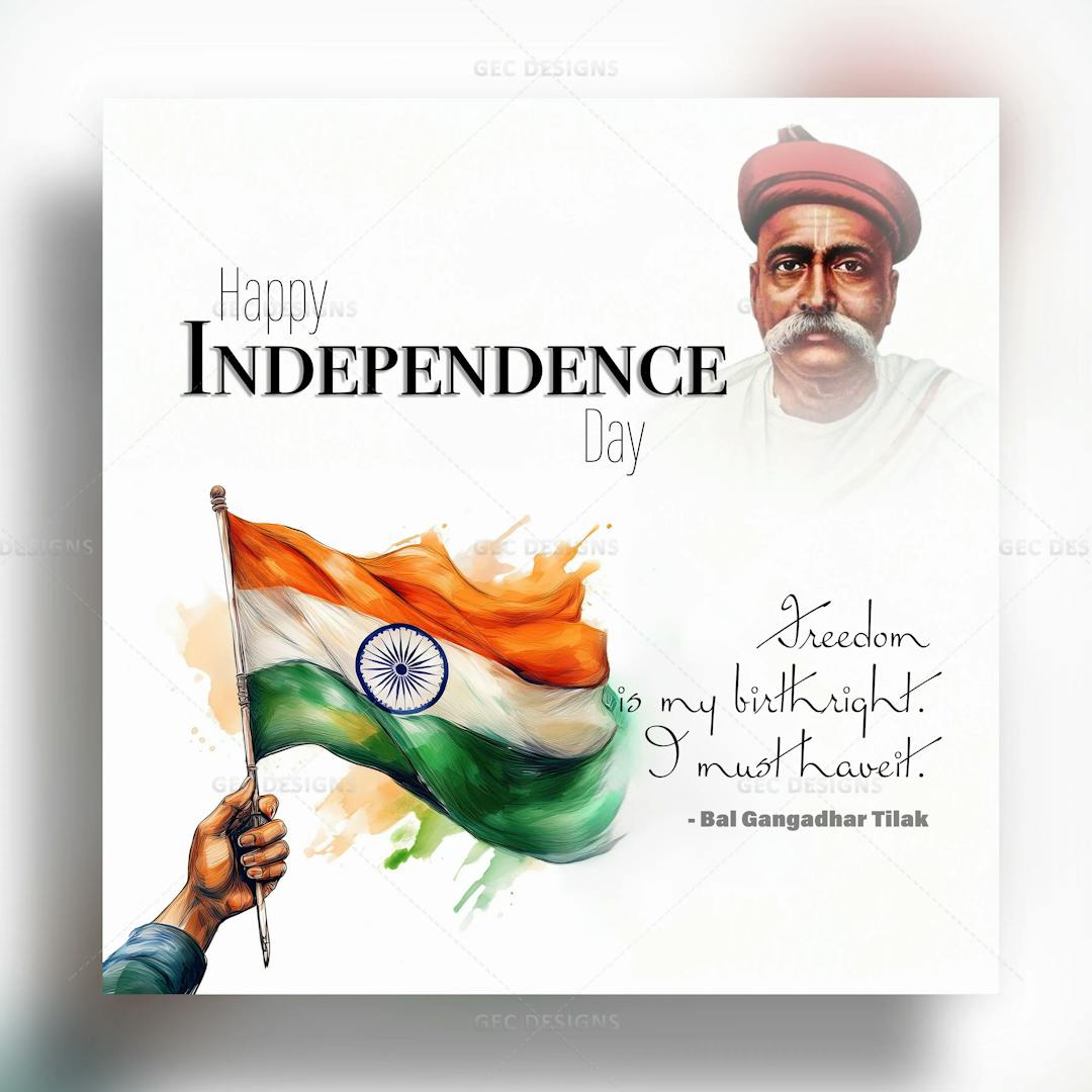 Independence Day celebration with the Indian flag and Lokmanya Balgangadhar Tilak AI Generated wallpaper