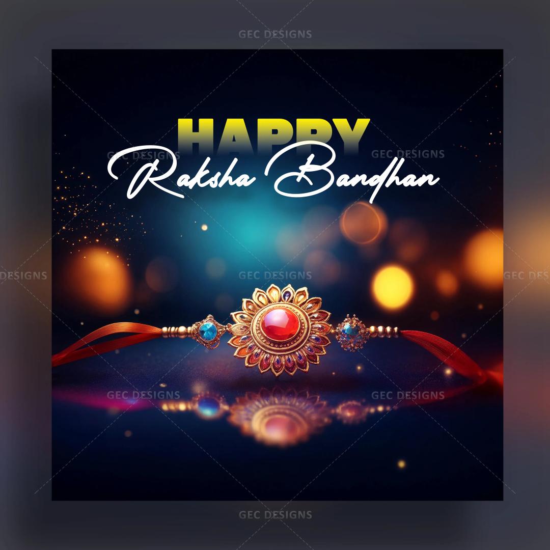 Indian Festival Raksha Bandhan 2024, best wishes AI Generated Rakhi wallpaper with bokeh background