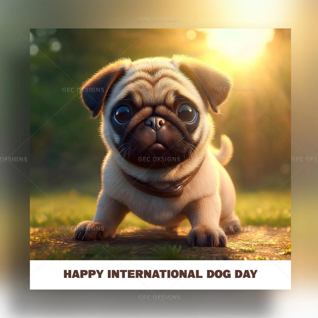 International Dog Day poster image, cute little pug puppy HD wallpaper