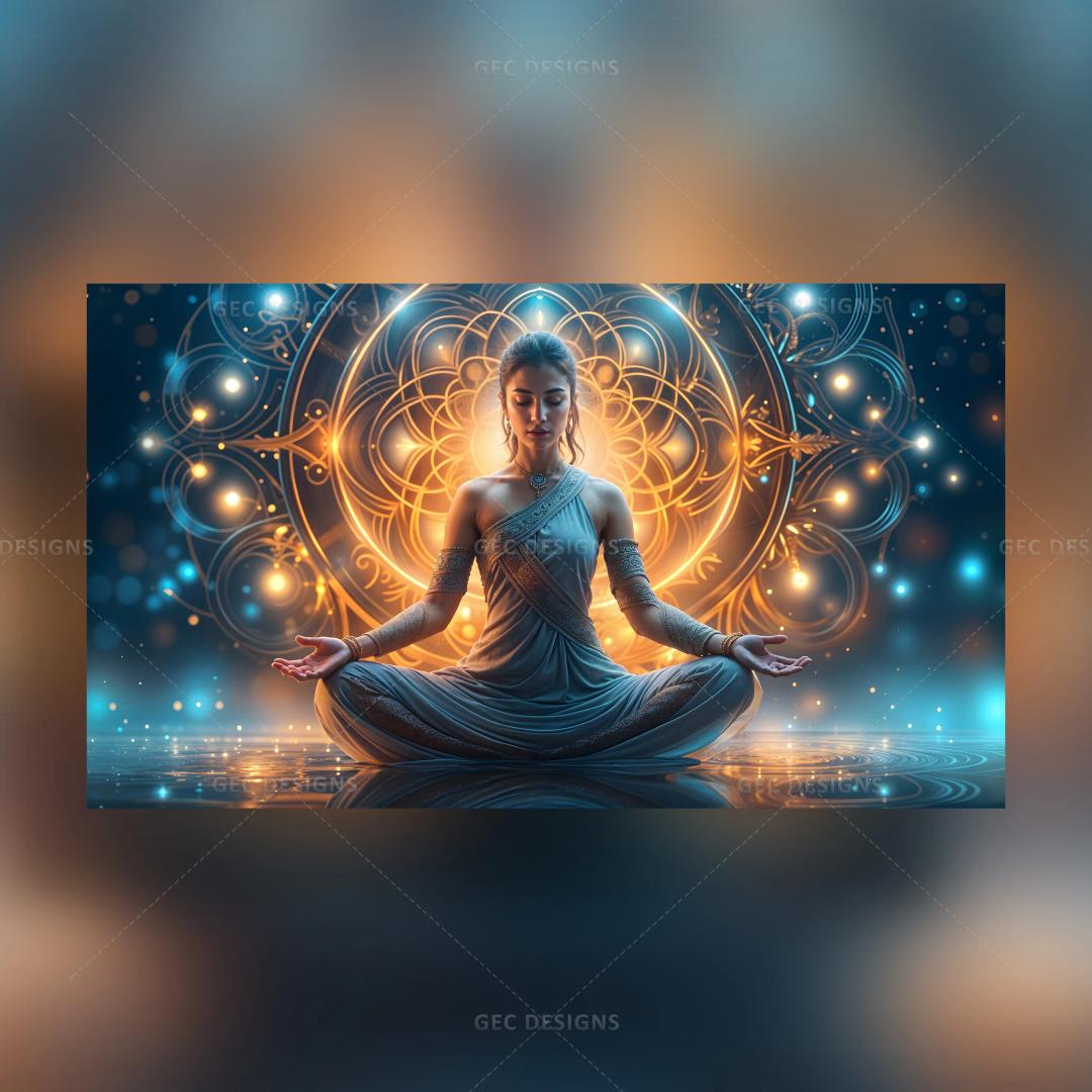 International Yoga Day Generated wallpaper with a cosmic vibe background