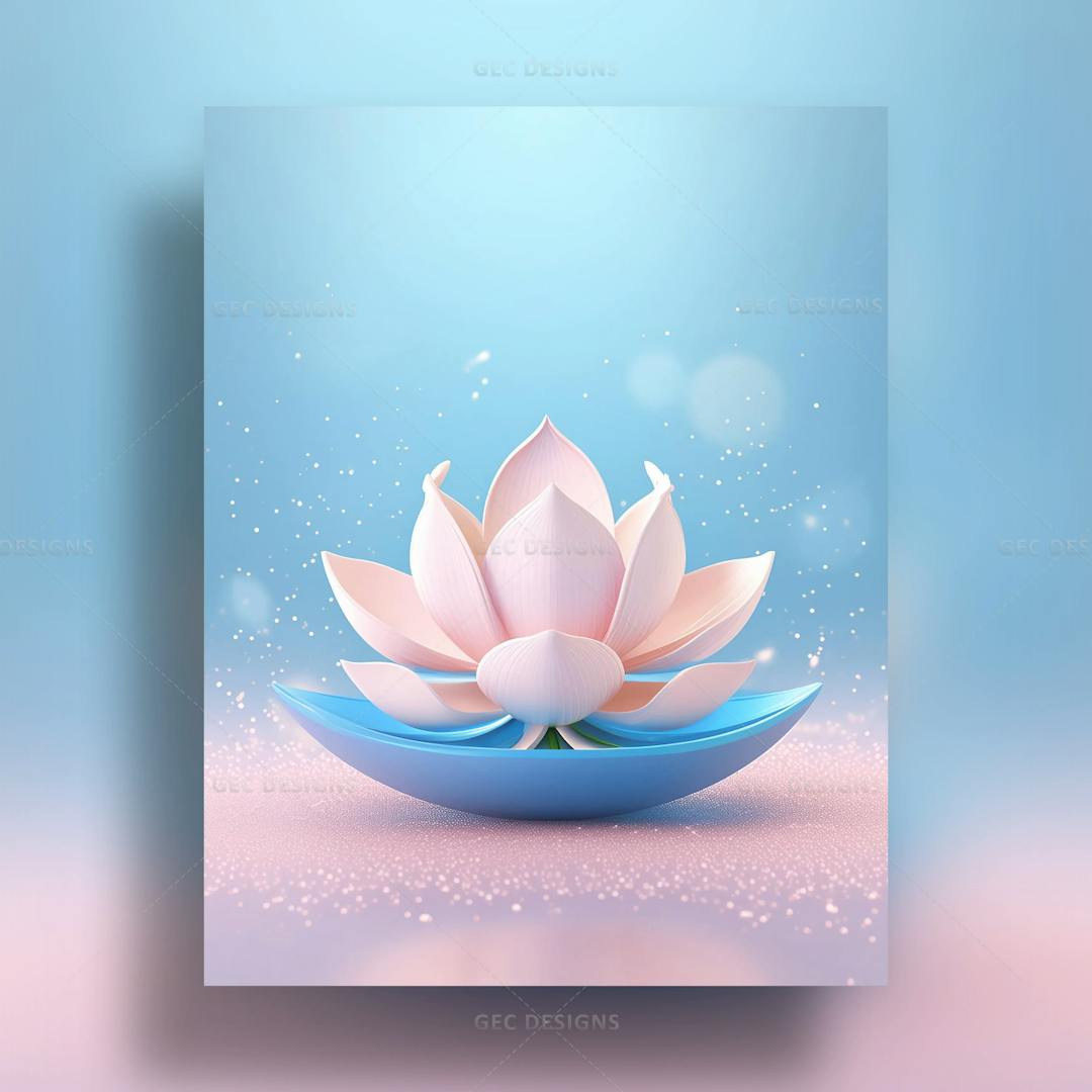 International Yoga Day poster with 3d AI Generated lotus flower