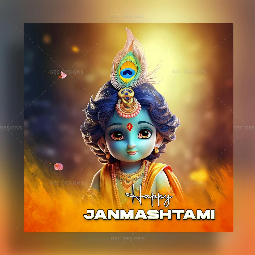 Jai Shri Krishna HD wallpaper, Krishna Janmashtami wishes image