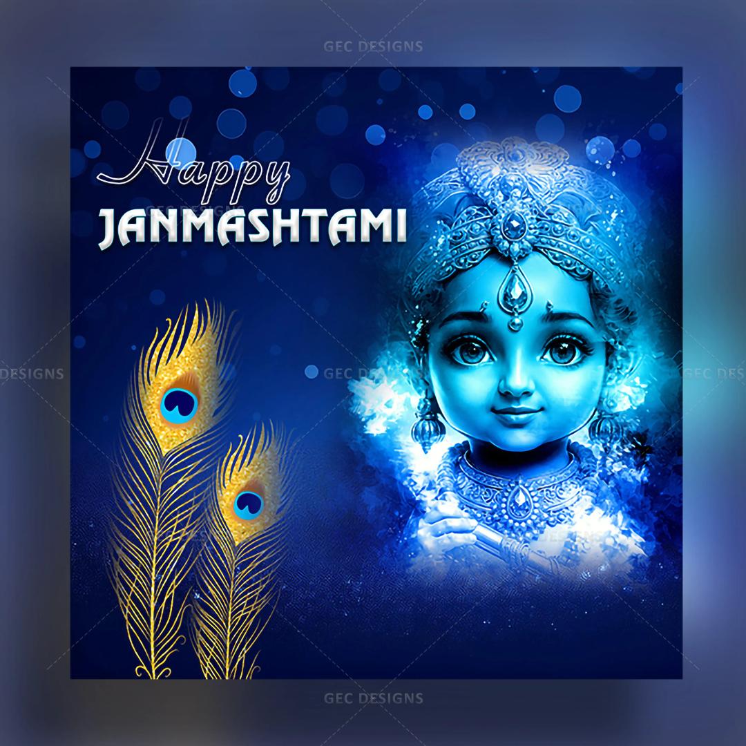 Janmashtami wishes 2024, animated cute Bal Krishna HD wallpaper