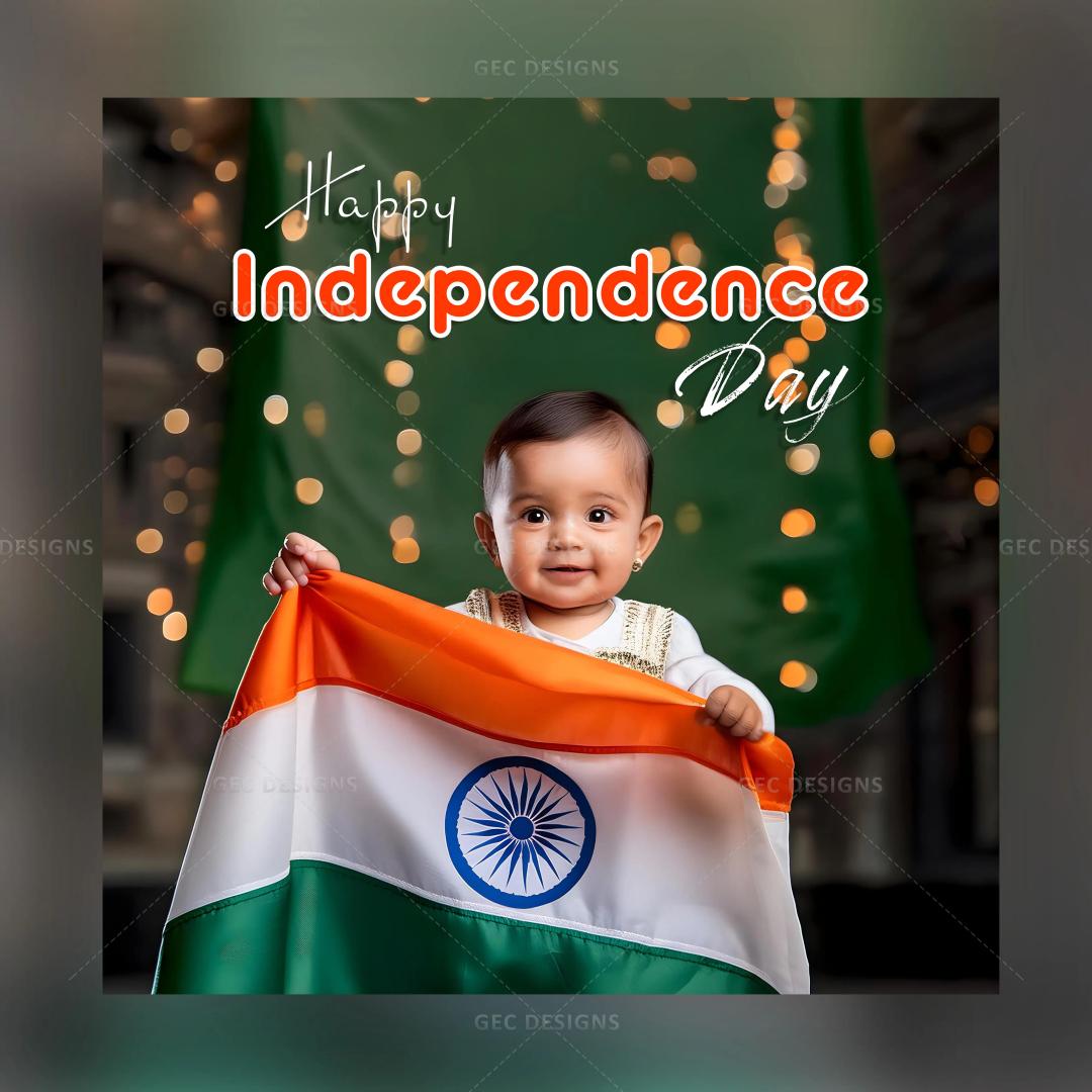 Little cute kid holding Indian flag, Independence Day AI Generated wallpaper