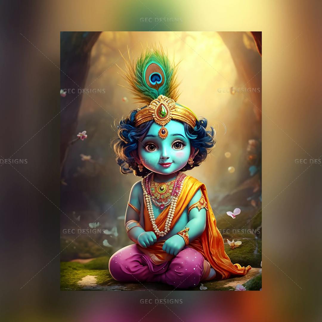 Shri Krishna Janmashtami 2024 poster image, Bal Krishna dancing