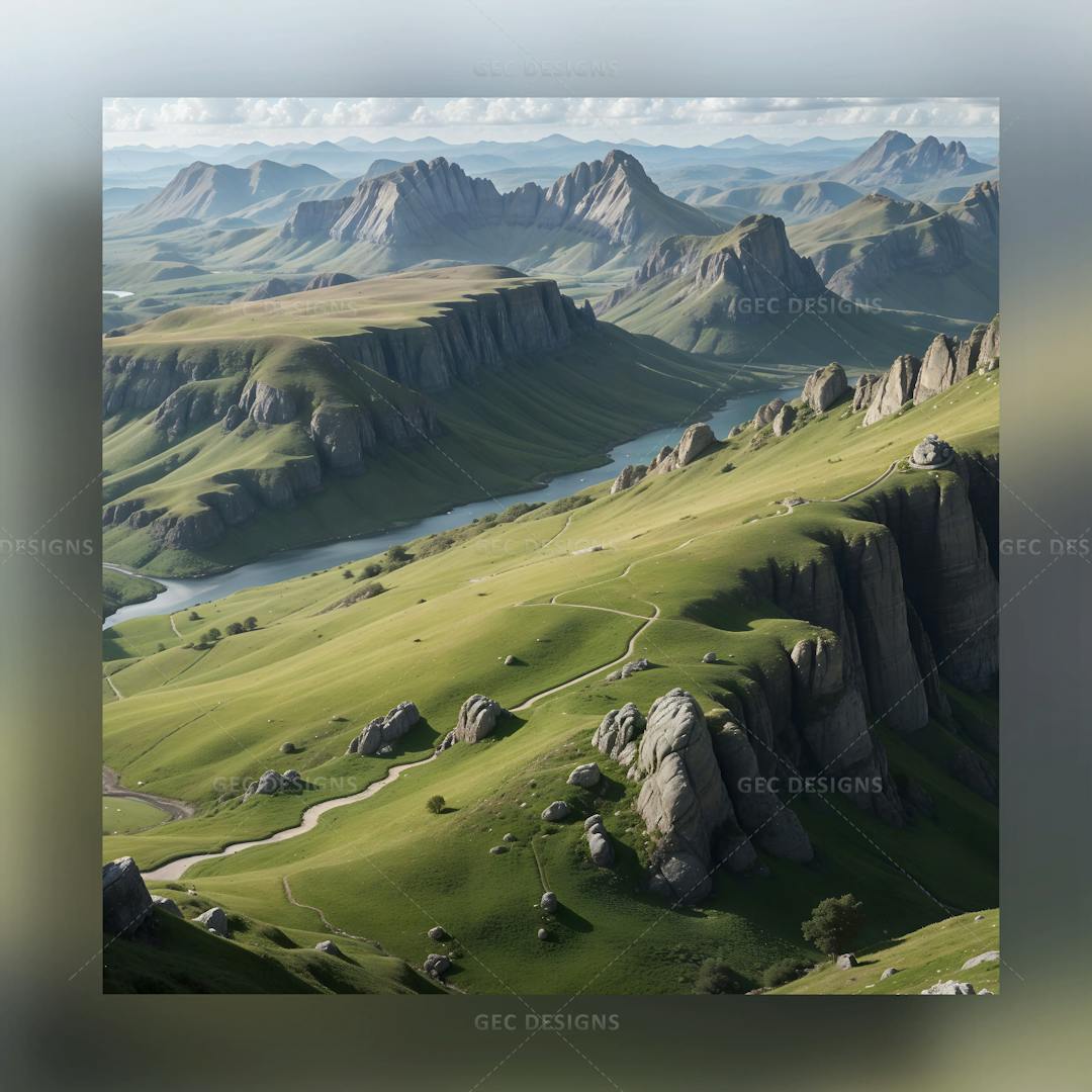 Mountain landscape AI Generated wallpaper