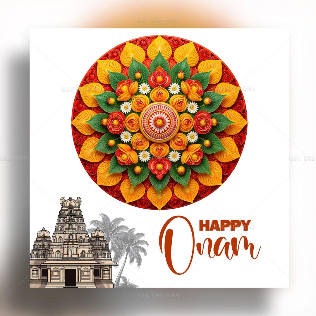 Onam 2024, flower background with festival wishes wallpaper