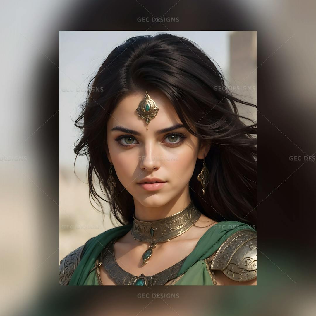 Persian warrior princess, beautiful ancient Middle Eastern, Arabian young woman, hyper-realistic wallpaper