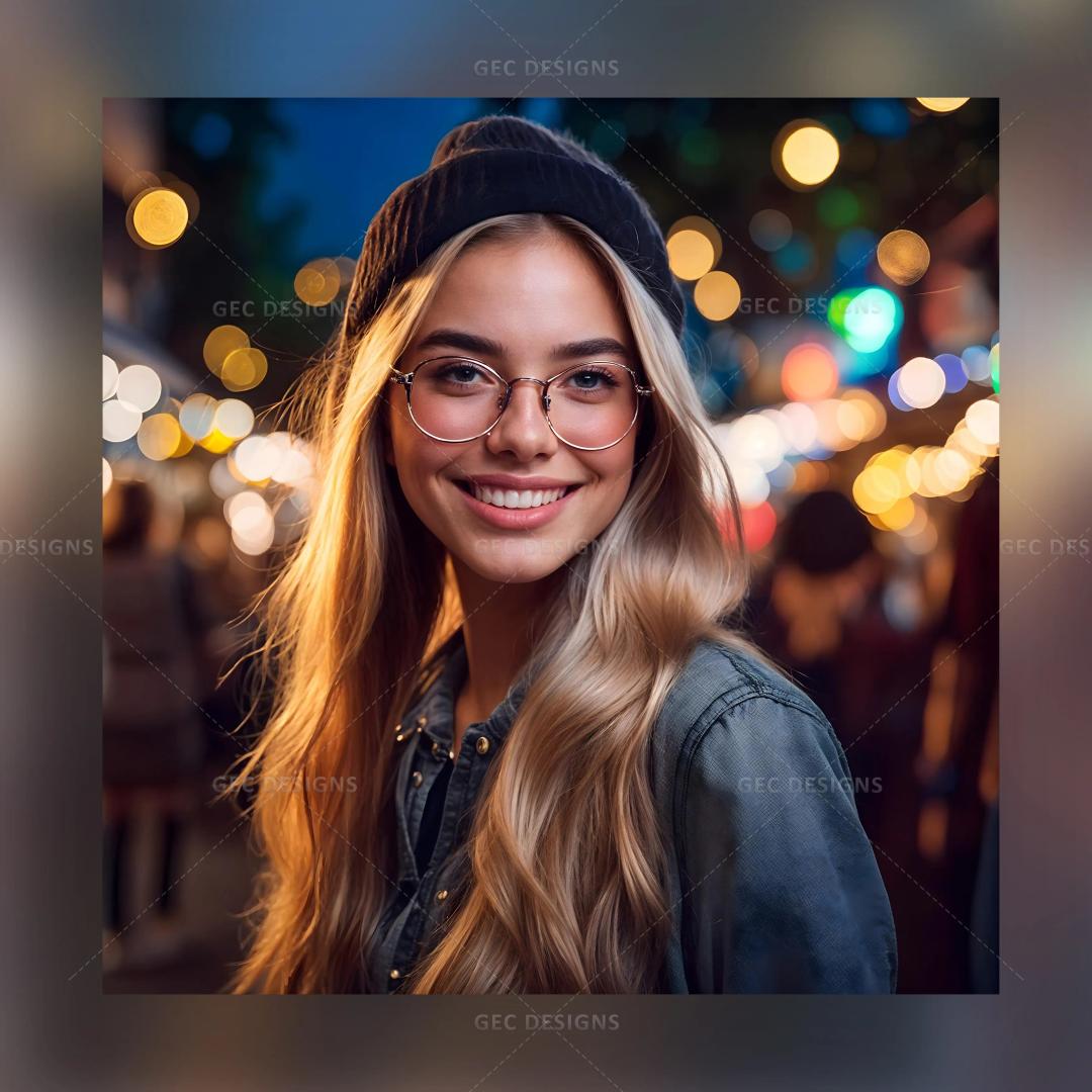 Pretty young woman wearing glasses AI Generated wallpaper