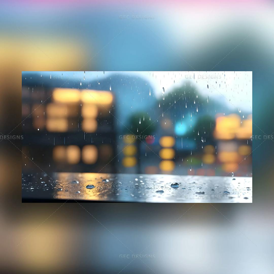 Raindrops evening city blurred bokeh background wallpaper