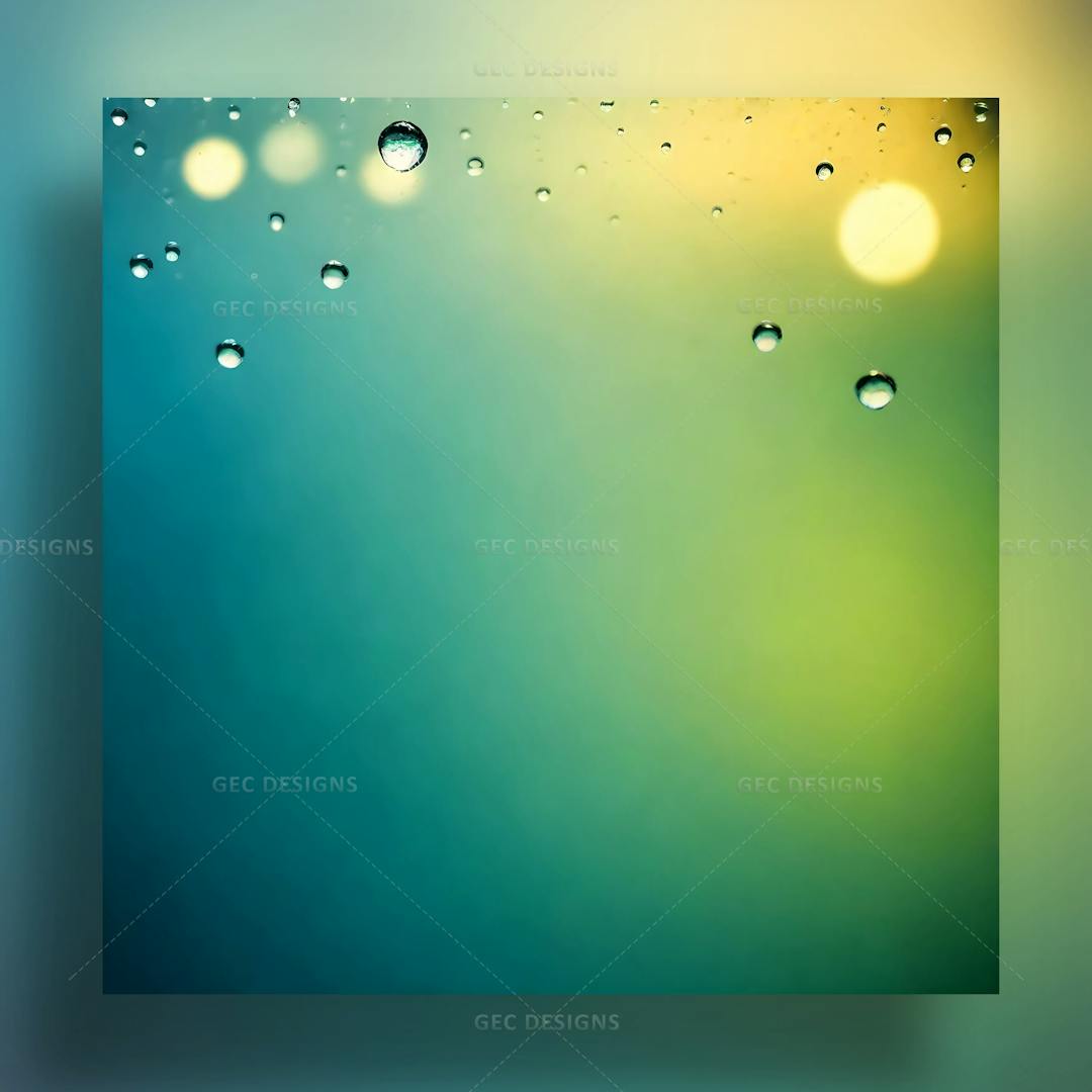 Raindrops in a Blue Green and Yellow gradient background AI Generated wallpaper image