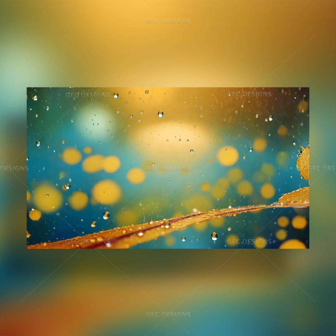 Raindrops on yellow leaf with bokeh background AI Generated image