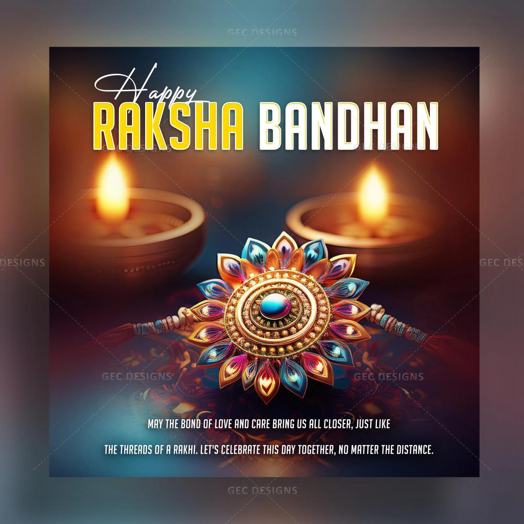 Raksha Bandhan creative Rakhi design with diya background wallpaper