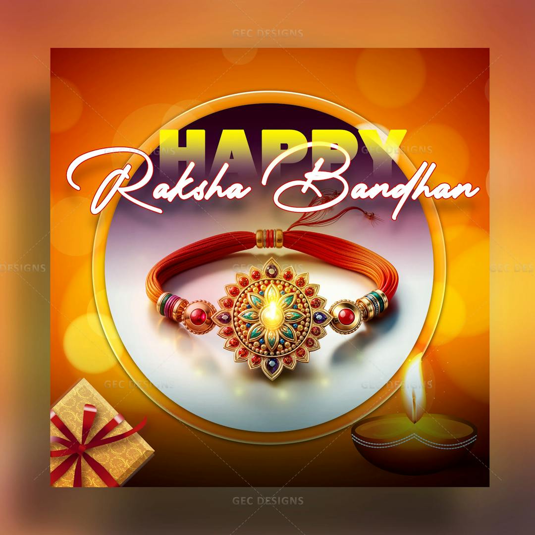 Raksha Bandhan with creative Rakhi illustration AI generated wallpaper white background