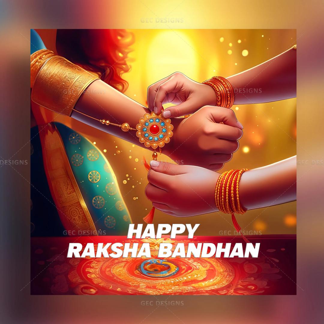 Sister tying Rakhi to brother illustration, Raksha Bandhan celebration AI Generated wallpaper