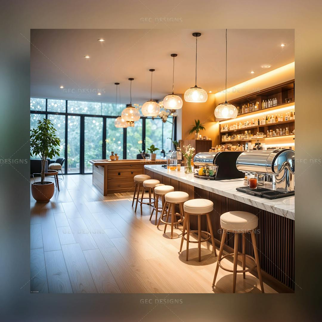 Small coffee shop interior design AI Generated wallpaper