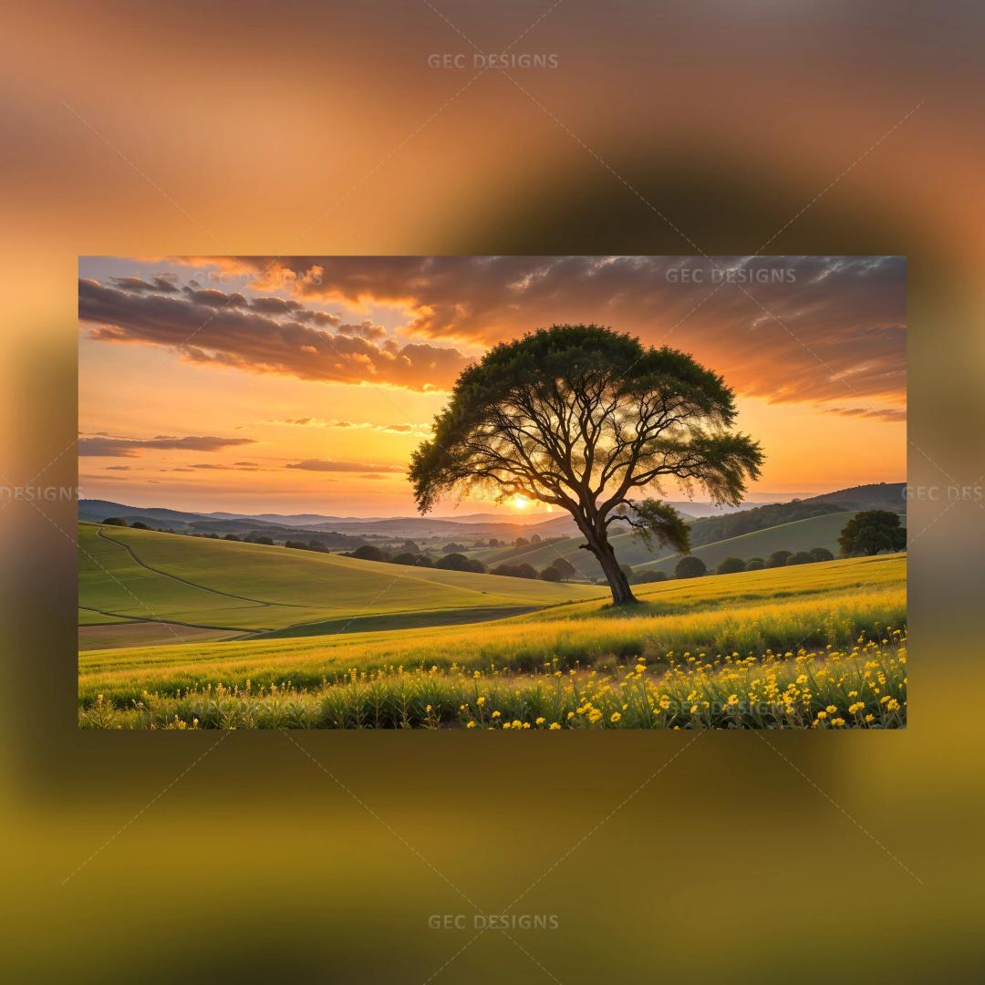 Spring sunset beautiful nature AI Generated wallpaper