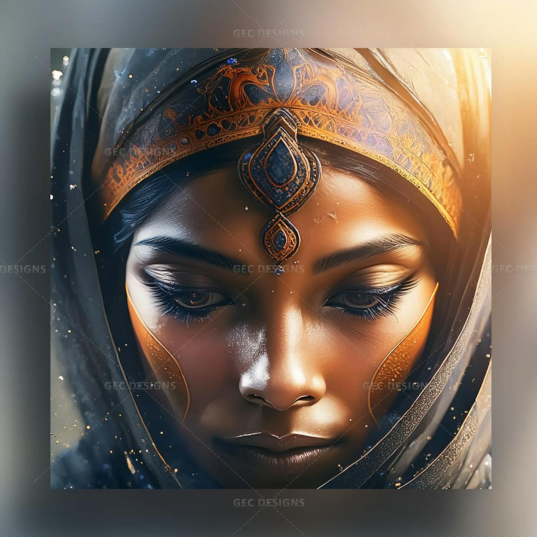 Young beautiful black ancient woman AI generated wallpaper