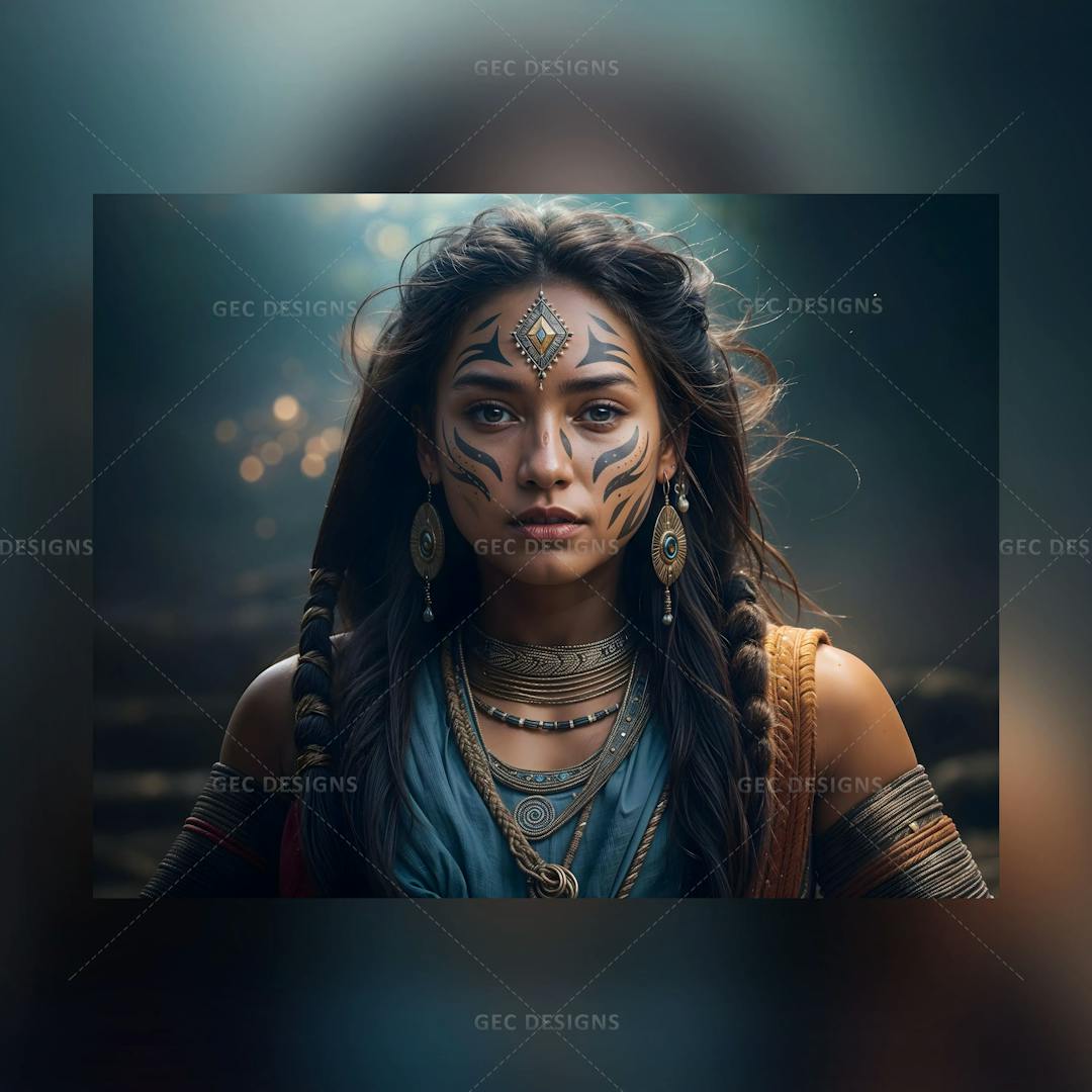 Young woman Native American Red Indian AI Generated wallpaper