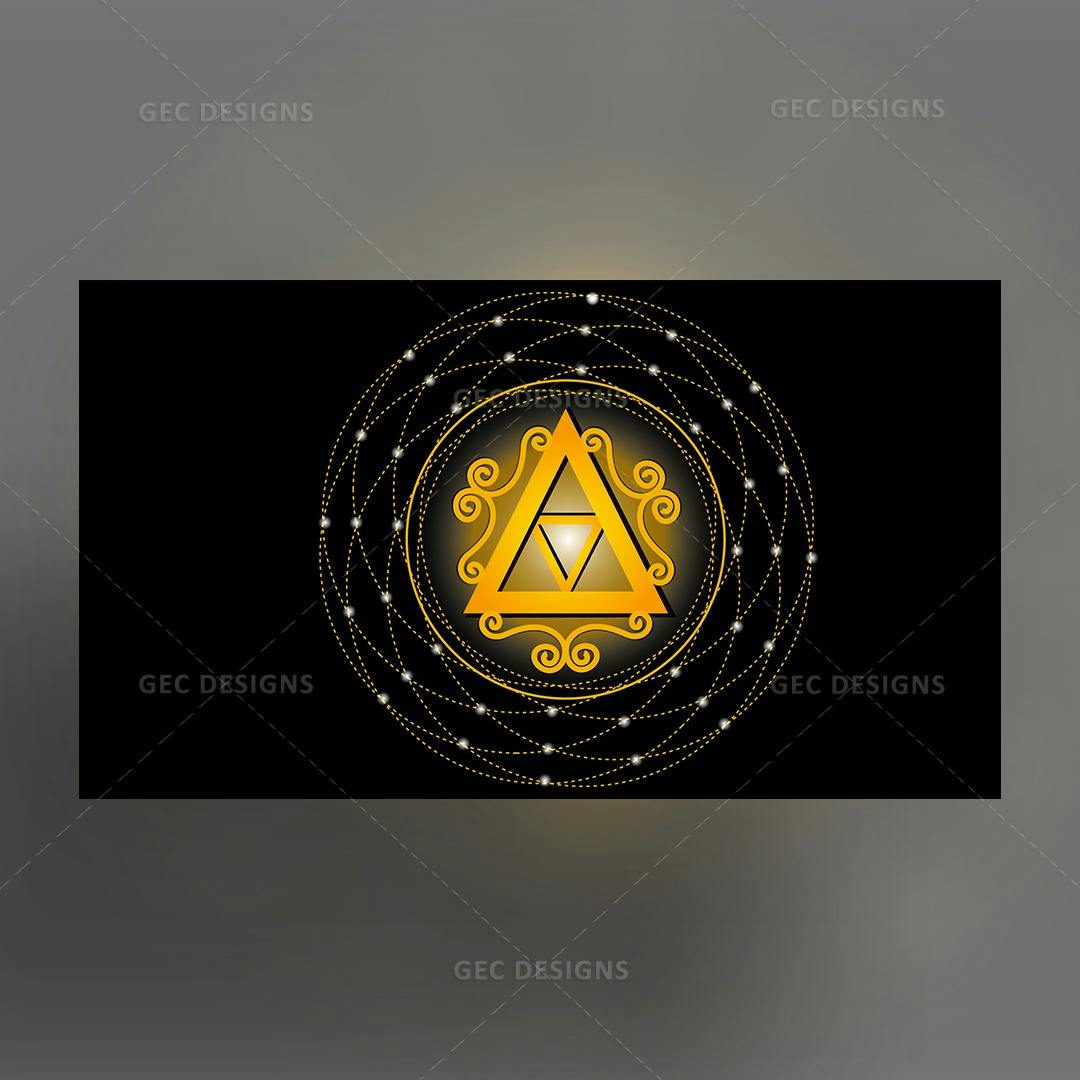 Golden energy triangle on the shell background template
