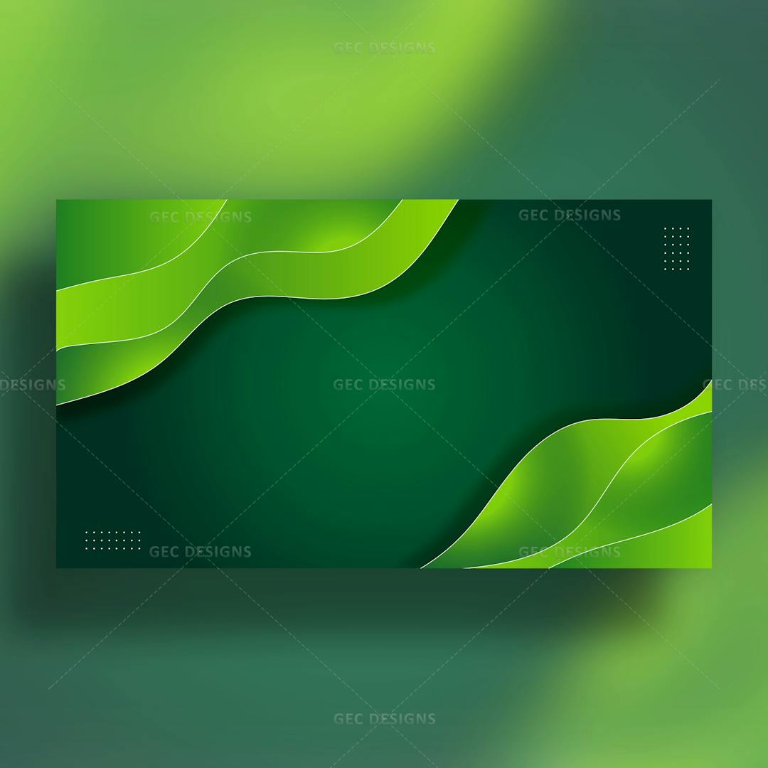 Green gradient Abstract wavy background template