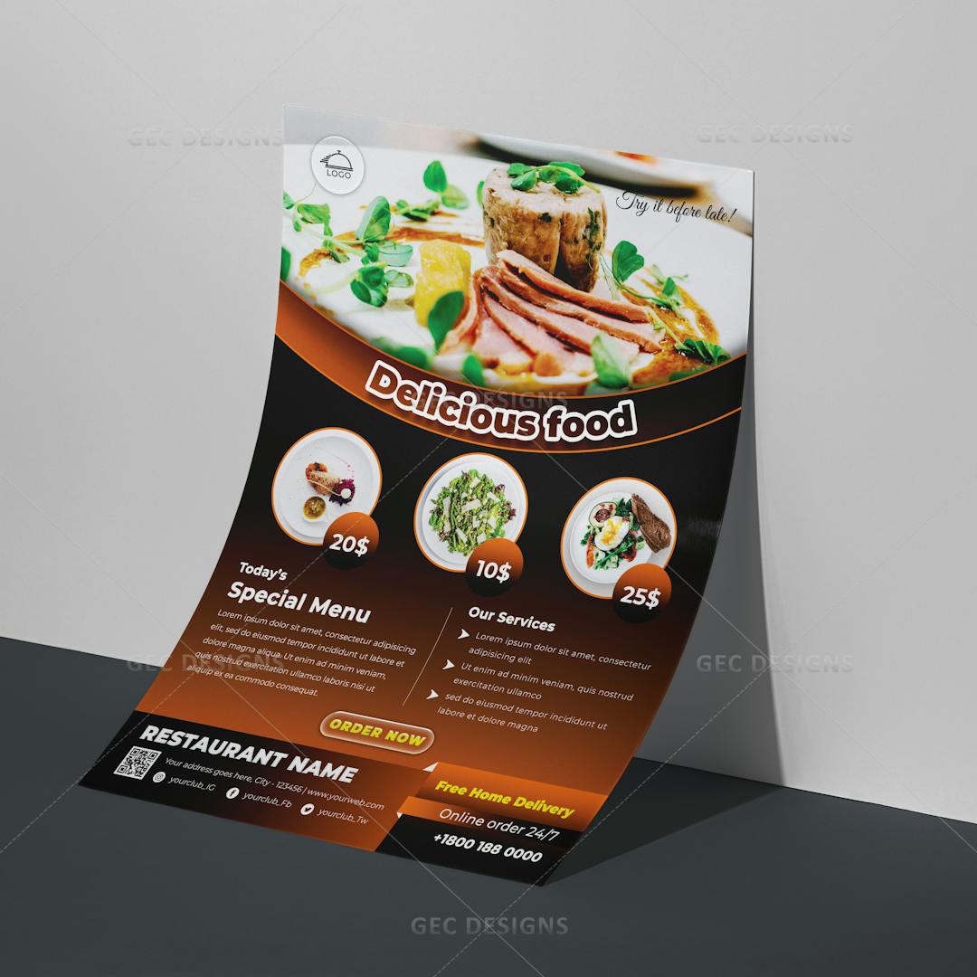 A Culinary Delight Delicious Food Flyer Design