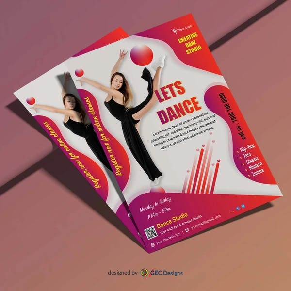 Attractive Dance studio flyer template