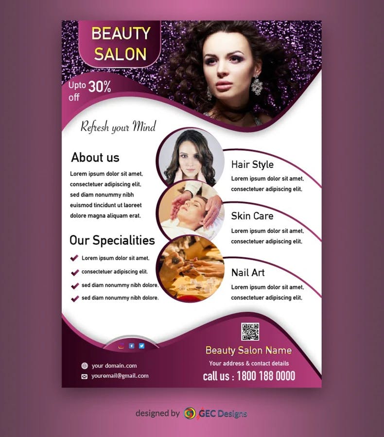 Beauty salon promotion poster template