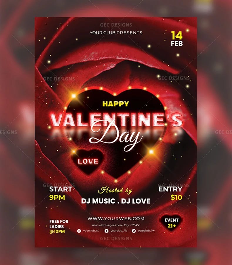 Bloody red Valentine's day event invitation flyer