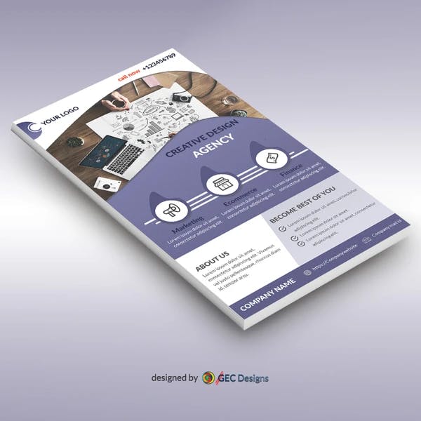 Blue-violet Creative Design Agency flyer Template