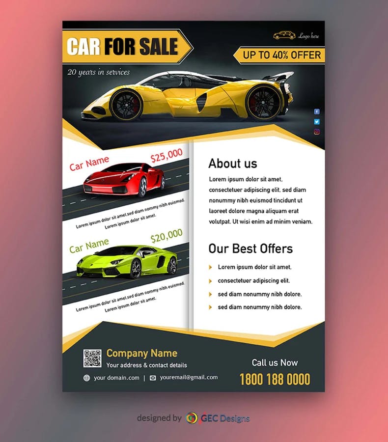 Car and Automotive sales flyer template