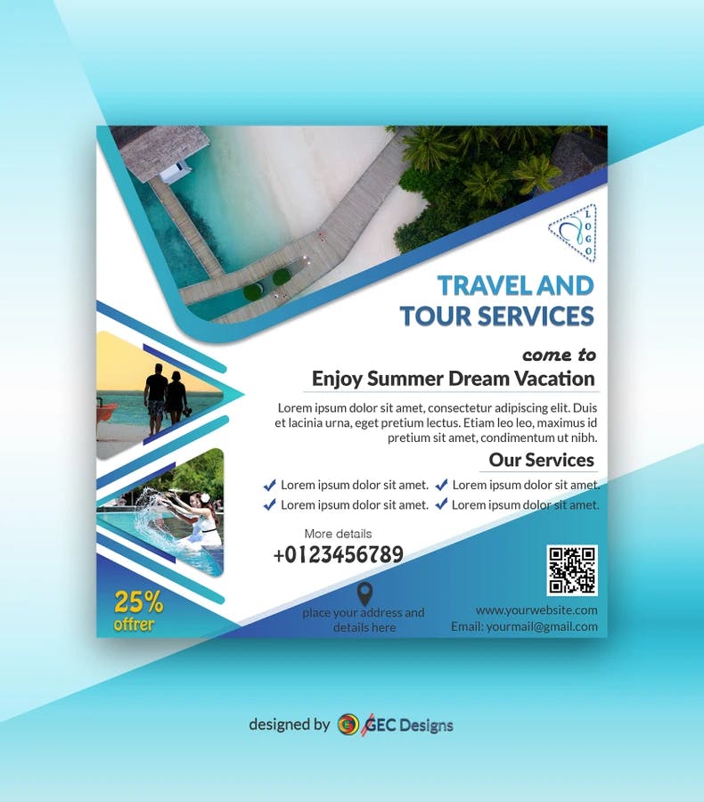 Cerulean Travel Agency Flyer Template