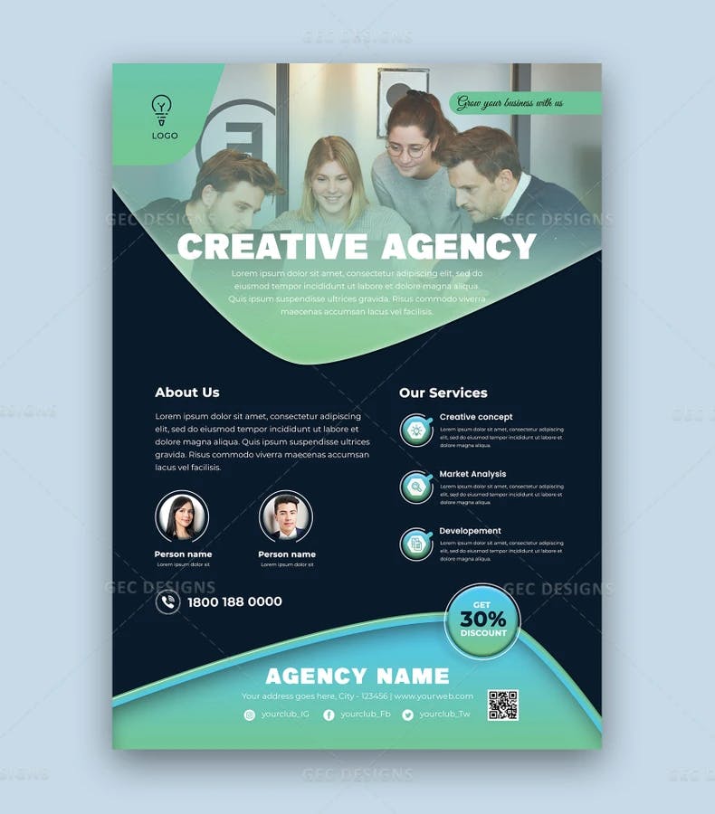 Creative agency business services flyer template