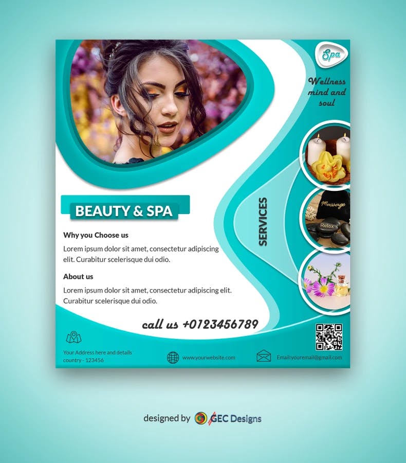 Cyan Beauty & Spa Flyer Template