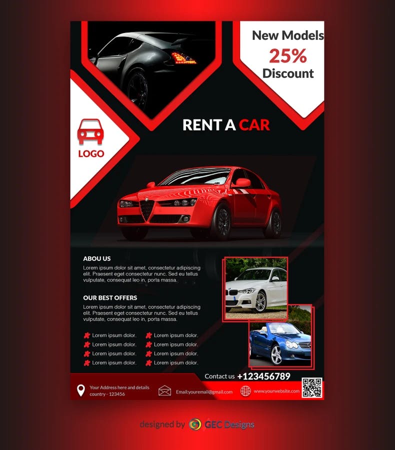 Deep red Car dealership Flyer Template