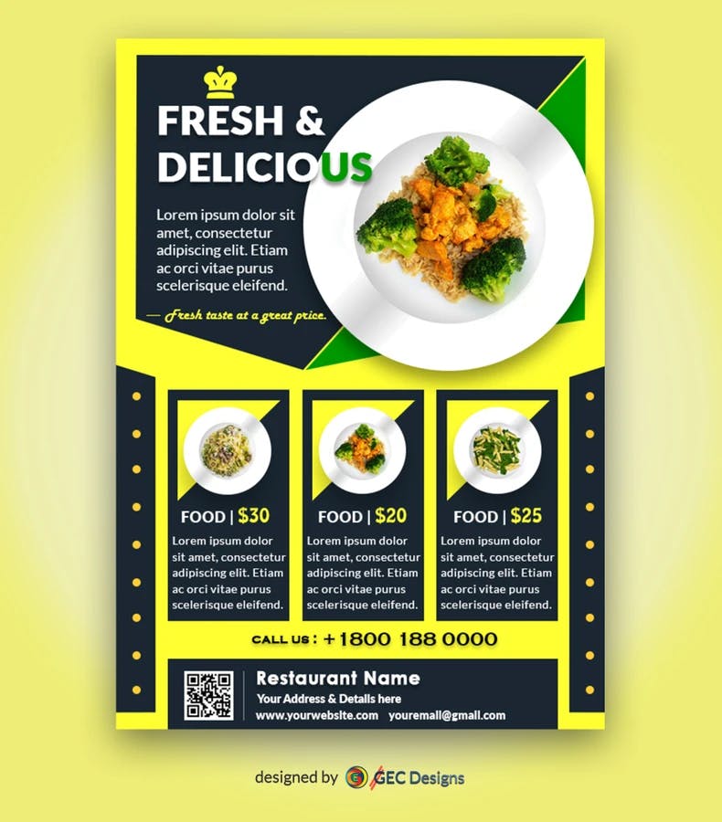 Delicious Food Dark theme Restaurant Flyer Template